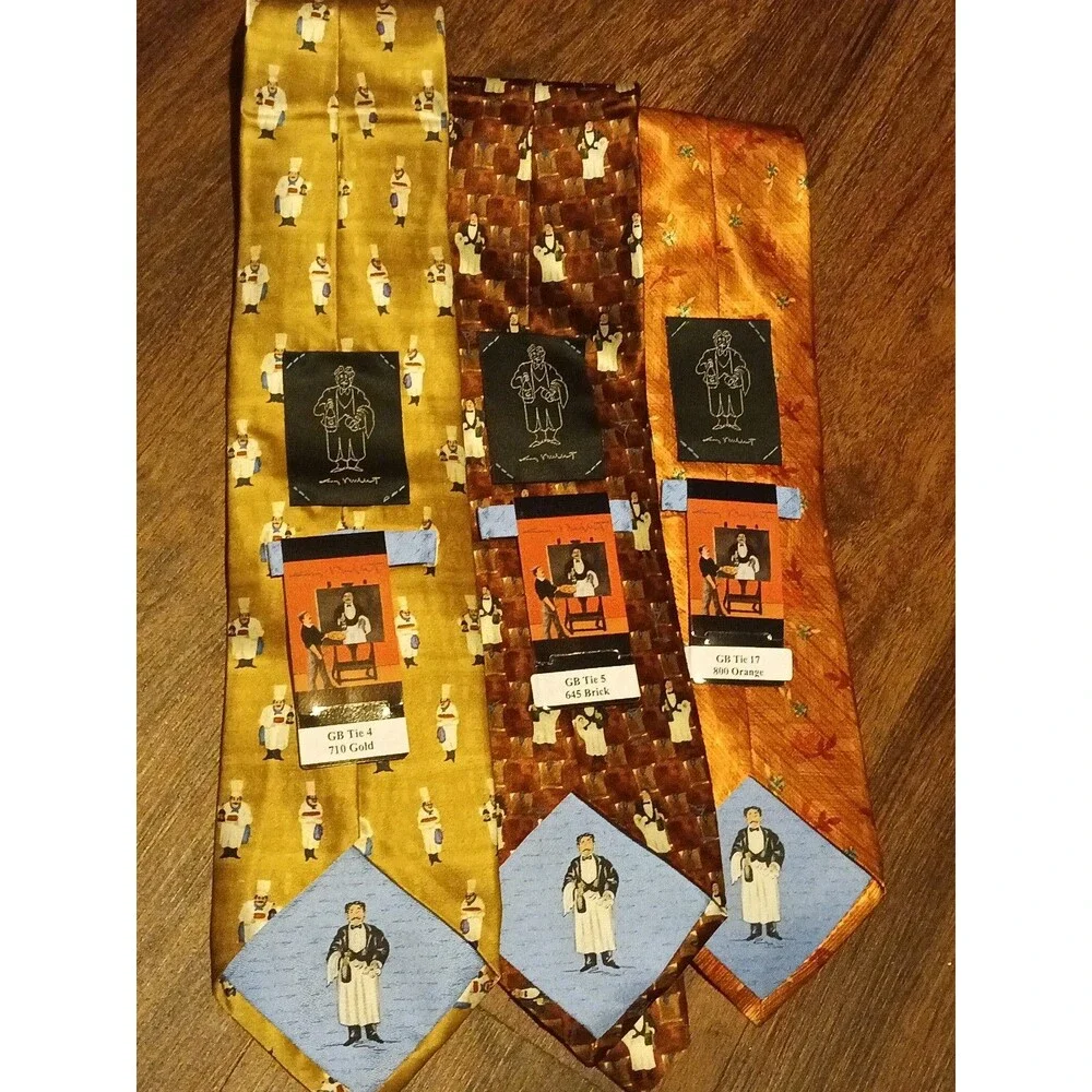 Guy Buffet Collection Wine and martini Tasting Vtg Silk Neck Tie Lot Of 3